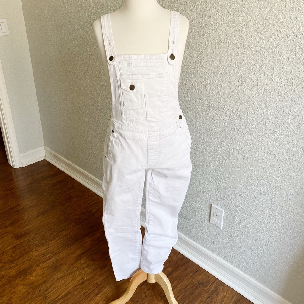 Free People White Denim Overalls